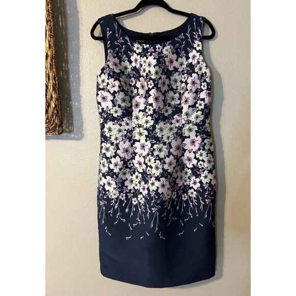 Talbots Sheath Dress 8 Blue Pink Gray Floral Sleeveless Career Church Party - Picture 9 of 9